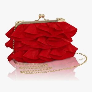 Elegant Red Ruffle Clutch